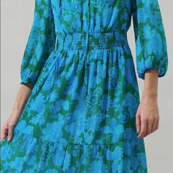 Sugarlips, Amren Floral Henri Smocked Midi Dress, Size Small, NWOT - Picture 5 of 5
